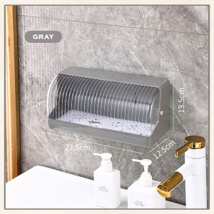 2 Colors Drill Free Wall Mounted Organizer Lid With Removable Drainer Cosmetic Storage Box Holder IP