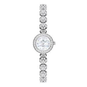 BS Bee Sister 1864นาฬิกาแฟชั่นผู้หญิงนาฬิกาลำลองสแตนเลสสายเหล็กนาฬิกาควอตซ์กันน้ำเพชรหรูหราของขวัญสำหรับผู้หญิง