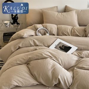 [ Eight-Year-Old Store ]A Solid Color Washed Cotton Bedding Set Four-Piece Set Bed Sheet Duvet Cover Single Dormitory Three-Piece Set LZD