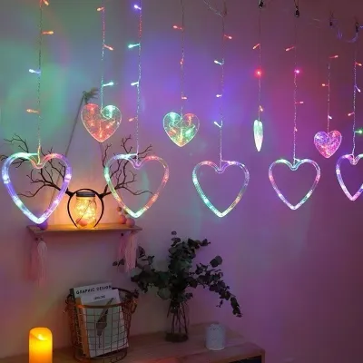 พร้อมส่ง ไฟตกแต่ง LED ไฟแต่งห้อง ไฟม่านดาว+พระจันทร์ ไฟประดับ กว้าง 3.5เมตร ไฟประดับ ไฟตกแต่งปีใหม่ ดาวพระจันทรแสงเหลือง