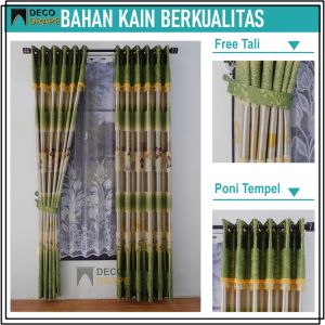 Gorden Jendela Murah Poni Rumbai Mewah Kain Blackout Motif Bunga Model Smokering