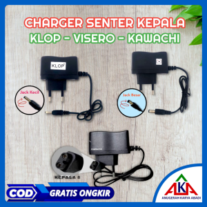 Adaptor Colok Listrik Charger Senter Police Swat KLOP / VISERO / KAWACHI Jek 8 Besar / Kecil