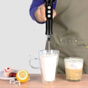 HOUCHU 3 Speed Adjustable Electric Milk Frother Quiet Operation Quickly Foam Maker Multi Functional USB rechargeable Coffee Mixer Household