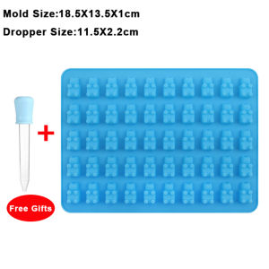 50กริดแม่พิมพ์หมีเหนียวซิลิโคนหมีแม่พิมพ์เยลลี่น่ารักพร้อมที่หยดฟรีแม่พิมพ์ช็อคโกแลตฟองดูว์ขนมเครื่องมือตกแต่งการอบขนมแบบ DIY