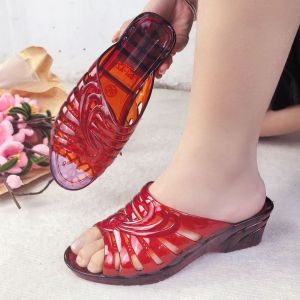 [Free Shipping] New WomenS Transparent Sandals Thick-Soled Breathable Mid-Heel Stylish And Fashionable For Outdoor Wear High-Heeled Chunky Heels