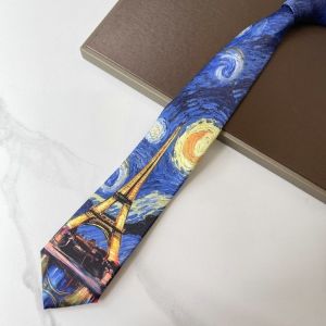 PLLEWY Flower Oil Painting Mens Ties Van Gogh Vintage Casual Necktie Unique Soft Smooth Bow Tie Shirt Party Accessories