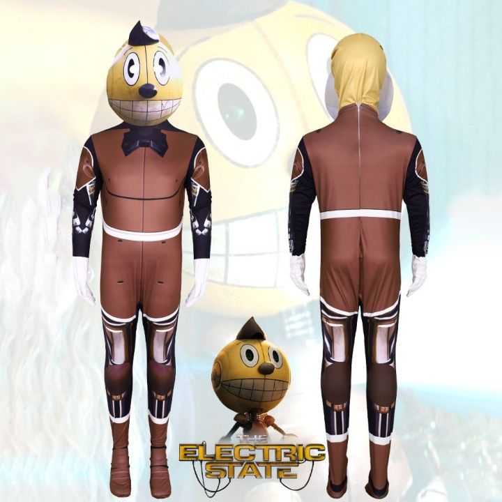 TEYSISO Zentai Bodysuit Cosmo Cosplay Costume Role Play Outfits with Headgear The Electric State Clothing Jumpsuit Halloween Robot Jumpsuit Adult Kids