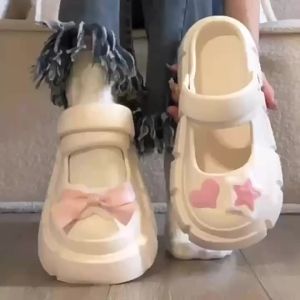 [Free Shipping] WomenS Thick-Soled Clogs For Outdoor Wear 2026 Summer New Style Sandals With Bow And Closed-Toe Design