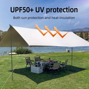 Outdoor Sun Shade Sail with Windproof Ropes UV Blocking Canopy Permeable Heavy Duty Deck Backyard Patio Shade Cover