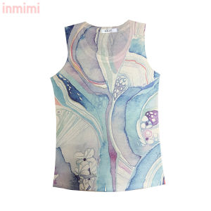REHIN Fashion sleeveless unique print tank top cotton round collar undershirt womens T-shirt S-3XL summer tops