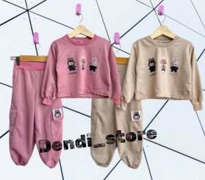 BAJU CROP LABUBU ANAK PEREMPUAN 3-10 TAHUN-SET ANAK PEREMPUAN-BAJU CROP CEWEK