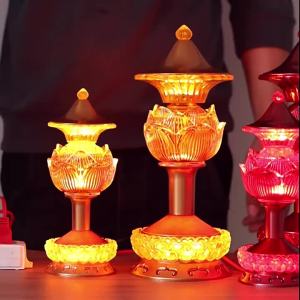 SXH  Home Buddha Worshiping Lamp Guanyin Lotus Lamp Fairy God of Wealth a Pair of Plug-in Living Room led Buddhist Hall Buddha Light Lotus Lamp