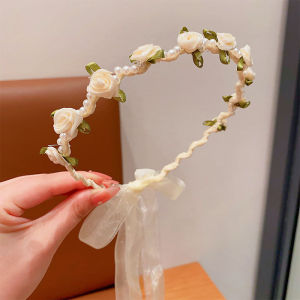 F4 Headpiece Bando Bunga Mutiara Sweet Princess Pearl Flower Wreath Headbands Tassel Mesh MBPP001