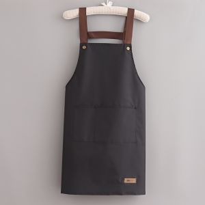Korean Waterproof Apron Kitchen Catering Large Pocket Living Apron for Men and Women