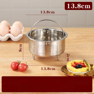 304 Food-Grade Stainless Steel Steaming Bowl Steamer Container Rust-Resistant Steaming Plate Rust-Resistant