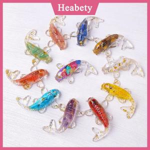 Heabety  Pha lê đá sỏi may mắn Cá Koi bức tượng nhựa nhỏ thạch anh ưa thích cá chép bức tượng trang trí nội thất bàn trang trí quà tặng