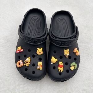 Cute Cartoon Crocs Jibbitz Charms Bear Pooh M&M Bean Shoe Buckle Detachable Shoe Flower Decoration for Crocs