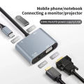 USB Type C To HDMI VGA Adapter Hub 4 in 1 USB3.0 PD Charging Multi 1080P VGA Splitter Converter for MacBook Pro/iPad, HUAWEI Mate 20/30/40 Pro, Samsung Galaxy S22/S8/S9/Note 8 , HDMI Video Adapter Converter. 