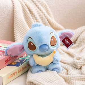 Original with Tag Genuine Pineapple Stitch Doll Kawaii Plush Toy Figurine Cartoon Anime Genuine  Stitch with Banana Pillow Childrens Birthday Gift Doll