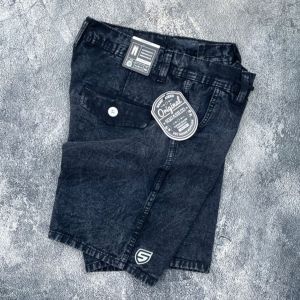 CELANA PENDEK JEANS DENIM PREMIUM TERBARU SNOW WASH CELANA PRIA PENDEK PINGGANG TALI BOARDSHORT JENS WARNA BIRU HITAM MUAT SAMPAI BB 75KG UKURAN 33 BISA COD