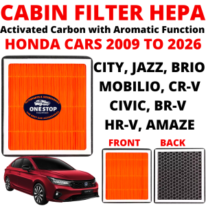 Cabin Filter HEPA Activated Carbon with Aromatic Function for Honda Cars 2009 to 2026 (City Jazz Brio Mobilio CR-V Civic BR-V HR-V Amaze)