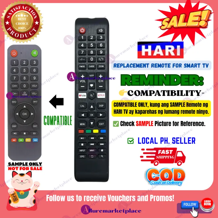 HARI Smart TV Remote REPLACEMENT NO CODE [**Mag Basa B4 Umorder**] HARI ...