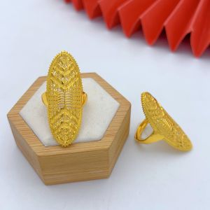 3D Hollowed-out three-dimensional craftsmanship Ring Imitation Gold Color Flower Ring Simple Hollow Filigree Open Ring