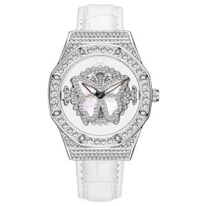 OLEVS 9996 Women Quartz Fashion Watch Gift Genuine Leather Watchband Round-dial Wristwatch