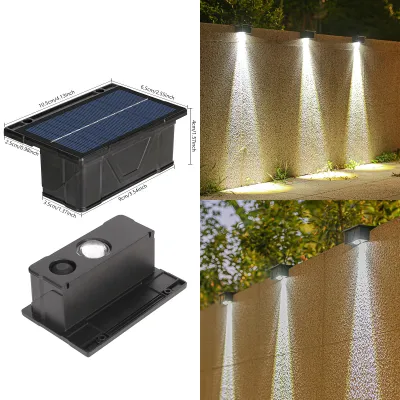 Vimite 3LED Modern Solar Wall Light New Strong Outdoor Garden Light Waterproof Automatic Sensor Downward illumination Warm White Fence Light Residential Courtyard Corridor Villa Decoration Lamp