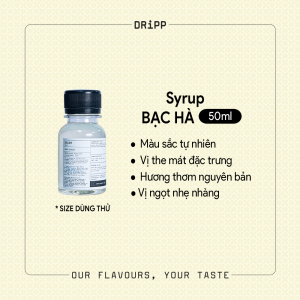 SIRO DRiPP BẠC HÀ 50ML - MINT SYRUP DRiPP 50ML (MẪU DÙNG THỬ)