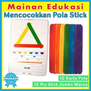 MENCOCOKKAN POLA STIK ES KRIM JUMBO montessori stick pattern permainan edukasi