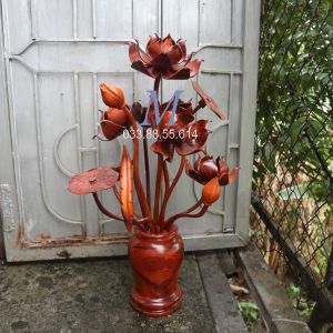 Bình Hoa Sen Trang Trí Phòng Khách Gỗ Hương Ta Cao 71