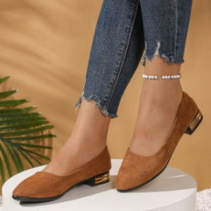 Free Shipping Spring And Autumn Square Heel Flat Slim Pointed Toe WomenS Suede Shallow Mouth Large Size Single Shoes Store