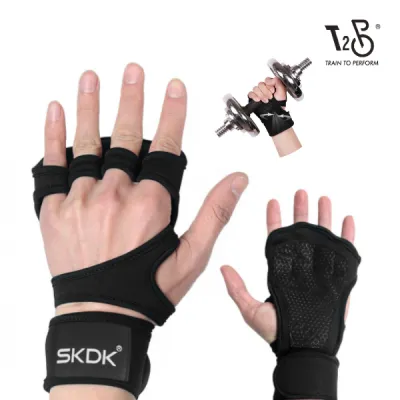 T2P SKDK Weight Lifting Gloves Gym Breathable Full Palm Protection Workout Gloves Wrist Wrap