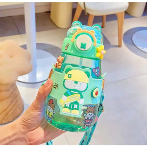 FOREVER - Botol Minum Anak Karakter Kepala Anak Lucu Happy Planet 600ML + Sedotan