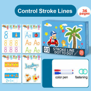 64 Page Tracing Book For Kids Training Coloring Erasable Writing Materials Kid Educational Pen Control Kindergarten Rewritable Practice Digital Concentration Early Education Thinking Entry Basic Card Preschool Toys Magic Workbook Copybook Learning