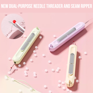 New Dual-Purpose Needle Threader And Seam Ripper Plastic Handle Craft Thread Cutter Automatic Easy Sewing Needle Threader