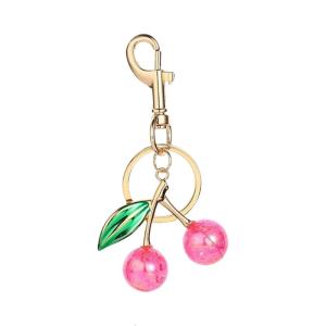 Tinh vi nhựa Anh Đào Charm gắn túi với long lanh Móc Chìa Khóa Clip bằng kim loại hợp thời trang đồ treo móc khóa phụ kiện cho ví