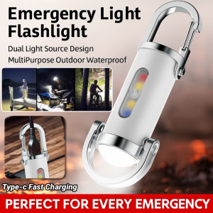 SOS Emergency Light Flashlight USB Rechargeable Waterproof Keychain Flashlight 3-In-1 Outdoor Portable Flashlight SOS应急灯手电筒