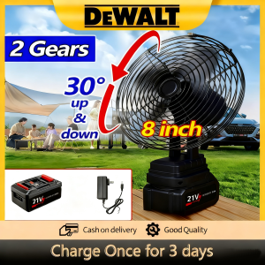 🔥9.9 MEGA SALE🔥 DeWALT Adjustable 8-Inch Cordless Fan with 30000mAh Battery – High Power Portable Cooling for Home and Outdoor Use