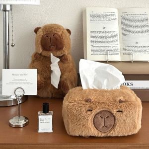 Kawaii Capybara Cartoon Cute Tissue Box Creative Plush Tissue Cover Home Living Room Car Tissue Box