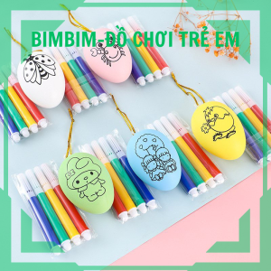 Đồ chơi trứng tô màu kèm 4 bút lông cho bé thỏa sức sáng tạo