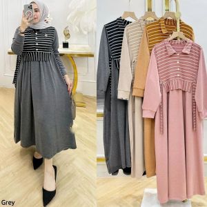 Gamis Wanita Terbaru 2024 Lucy Dress Bahan Knit Mix Katun Premium Dres Jumbo Wanita Simple Kekinian