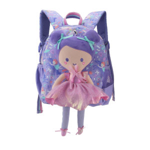 backpacks kindergarten schoolbag girls baby backpack Plush kids Purple ballet doll 1 2 3 4 years old 11 inch