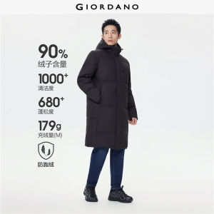 Giordano Men Long hooded duck down jacket Free Shipping 01075716