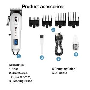 Kemei Professional LCD Electric Hair Clipper For Men Cordless Trimmer Rechargeable Shaver KM-232