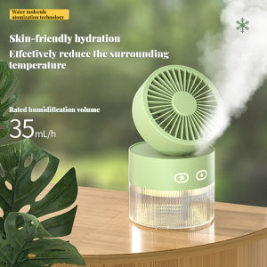 Mini USB Water Cooling Fan Foldable Desktop Fan with Turbine and Mist Spray night light for Home Outdoor Office and Dorm Use