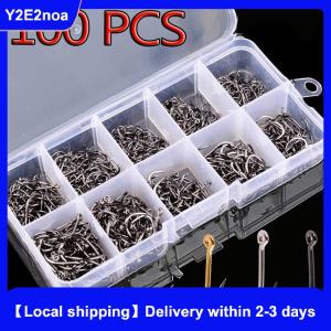 【Local shipping】 100Pcs Fishing Hooks Set Carbon Steel Single Circle Fishing Hook Fly Fishing Jip Barbed Carp Hooks Sea Tackle Accessories