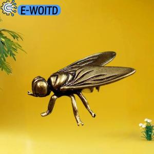 E-WOITD 1 Piece Metal Insects Animal Figurine Home Office Desktop Decor Mini Brass Fly Insect Ornament Miniature Statue Vintage Craft Decoration