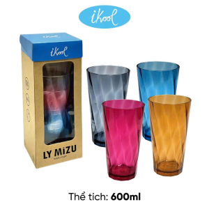 Bộ 4 Ly iKool Mizu cao cấp 600ml Tân Lập Thành ly nhựa PMMA uống nước chống trơn chịu nhiệt bền đẹp